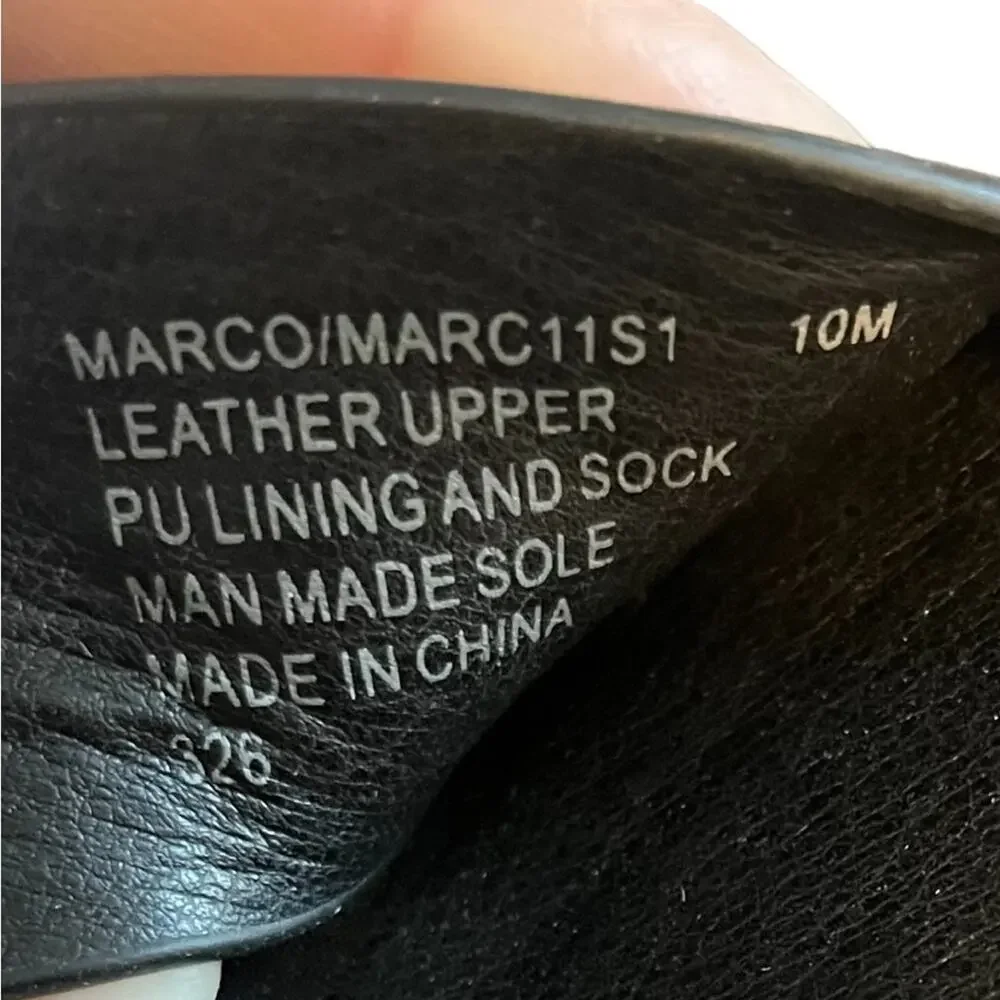 STEVE MADDEN Marco Black/White Leather Platform Ankle‎ Strap Sandal Size 10
